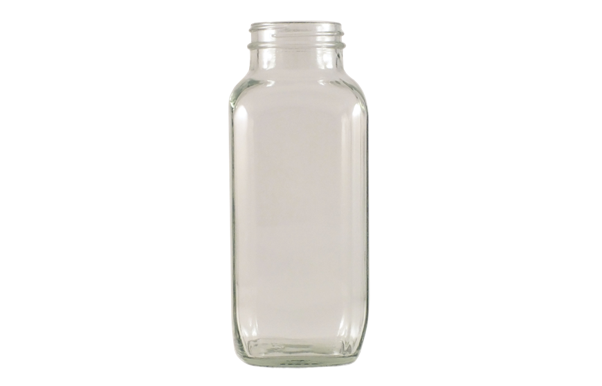 16oz french square glass juice bottles with plastic lids