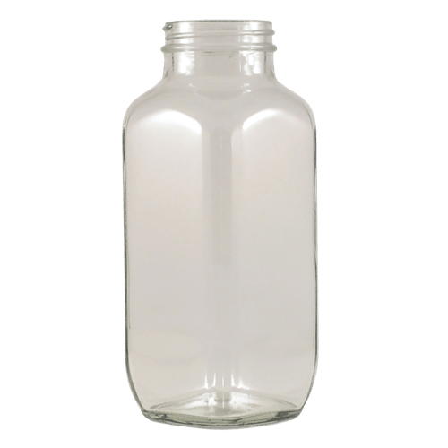 16 oz Clear Glass French Square Bottle Kaufman Container