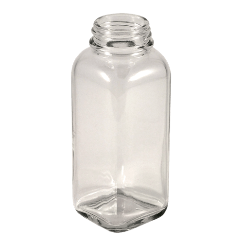 French Square Glass Bottles, Square Glass Jars, 4 oz Bottles