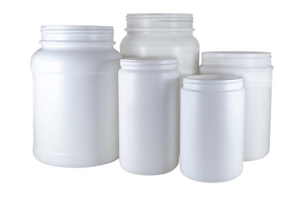 Group of HDPE Plastic Protein Powder Containers
